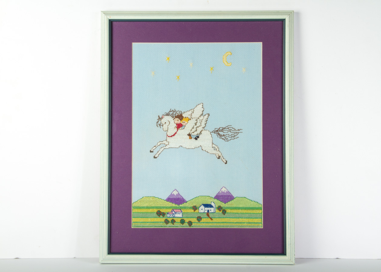 Flying Framed Pegasus Needlepoint