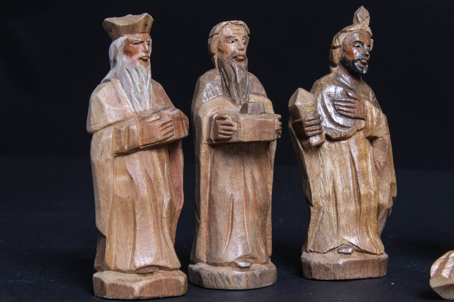 Vintage Carved Wood Nativity Set