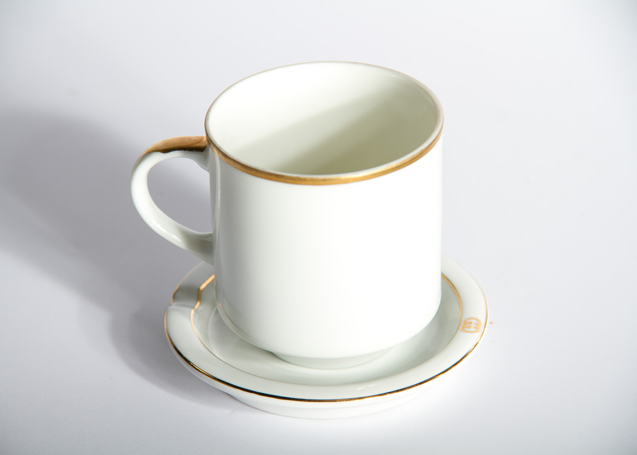 Vintage Gucci Porcelain Gold Rimmed Teacup and Saucer Set