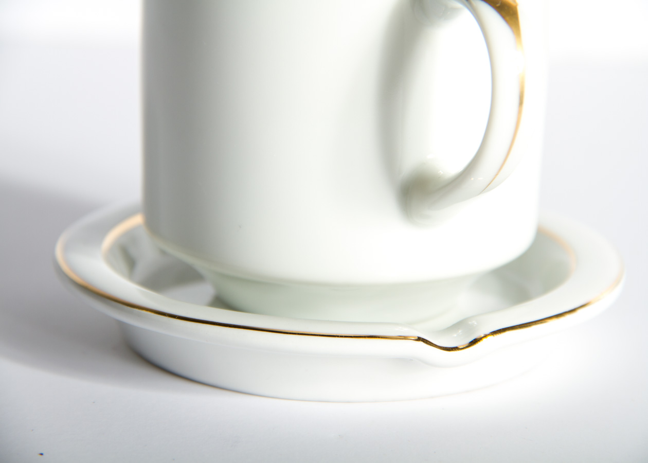 Vintage Gucci Porcelain Gold Rimmed Teacup and Saucer Set