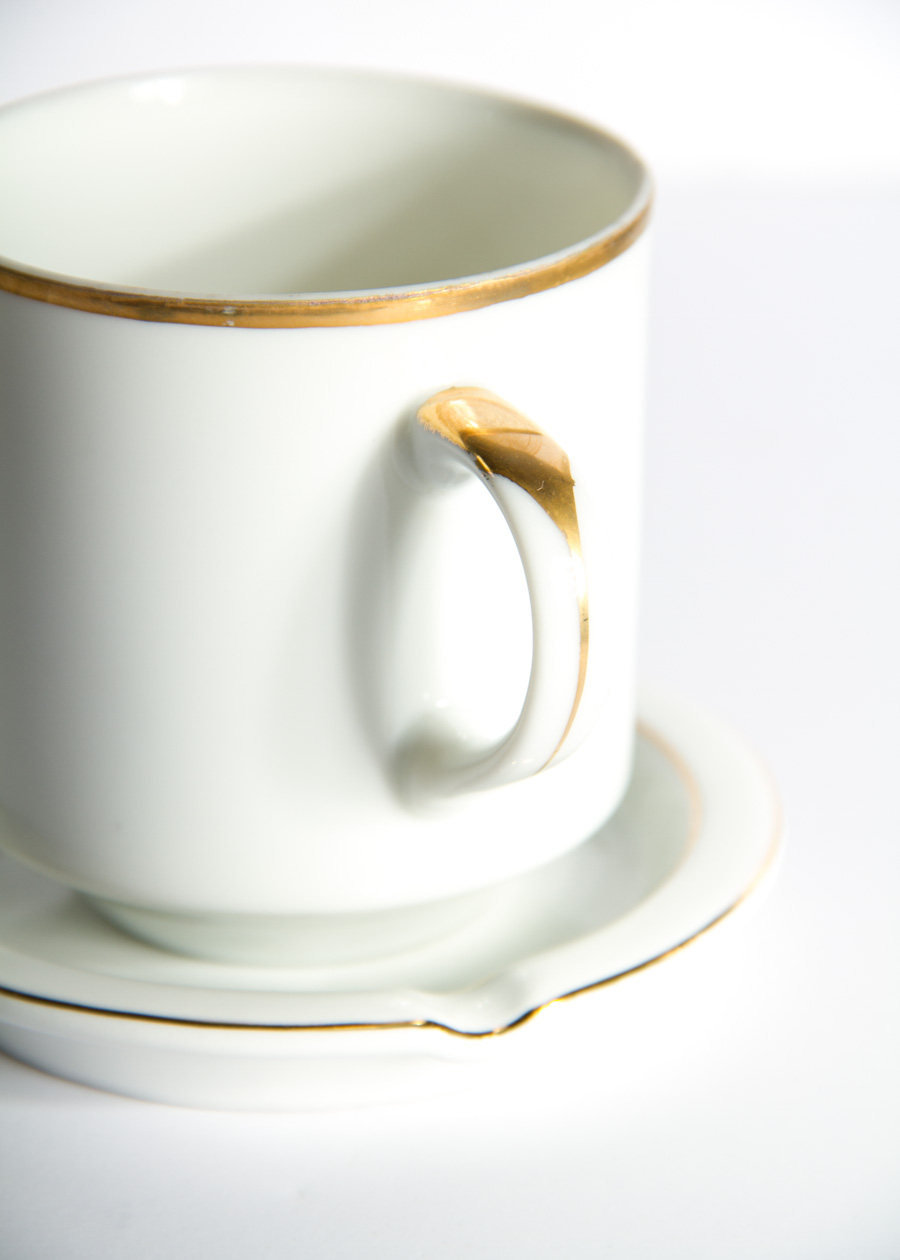 Vintage Gucci Porcelain Gold Rimmed Teacup and Saucer Set