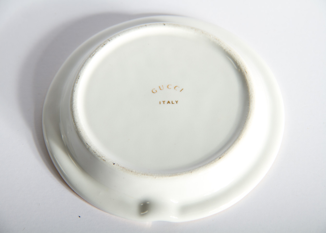 Vintage Gucci Porcelain Gold Rimmed Teacup and Saucer Set