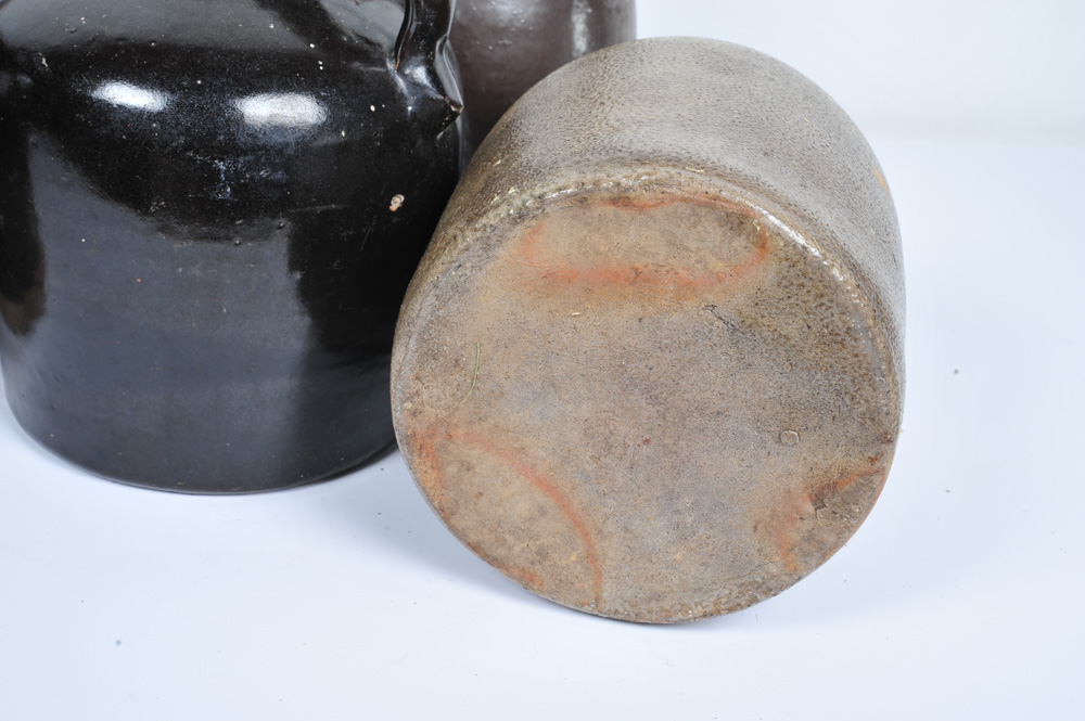 Assortment of Antique Stoneware Whiskey Jugs