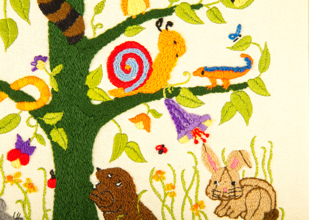 1970’s Novelty Forest Animals Framed Needlepoints