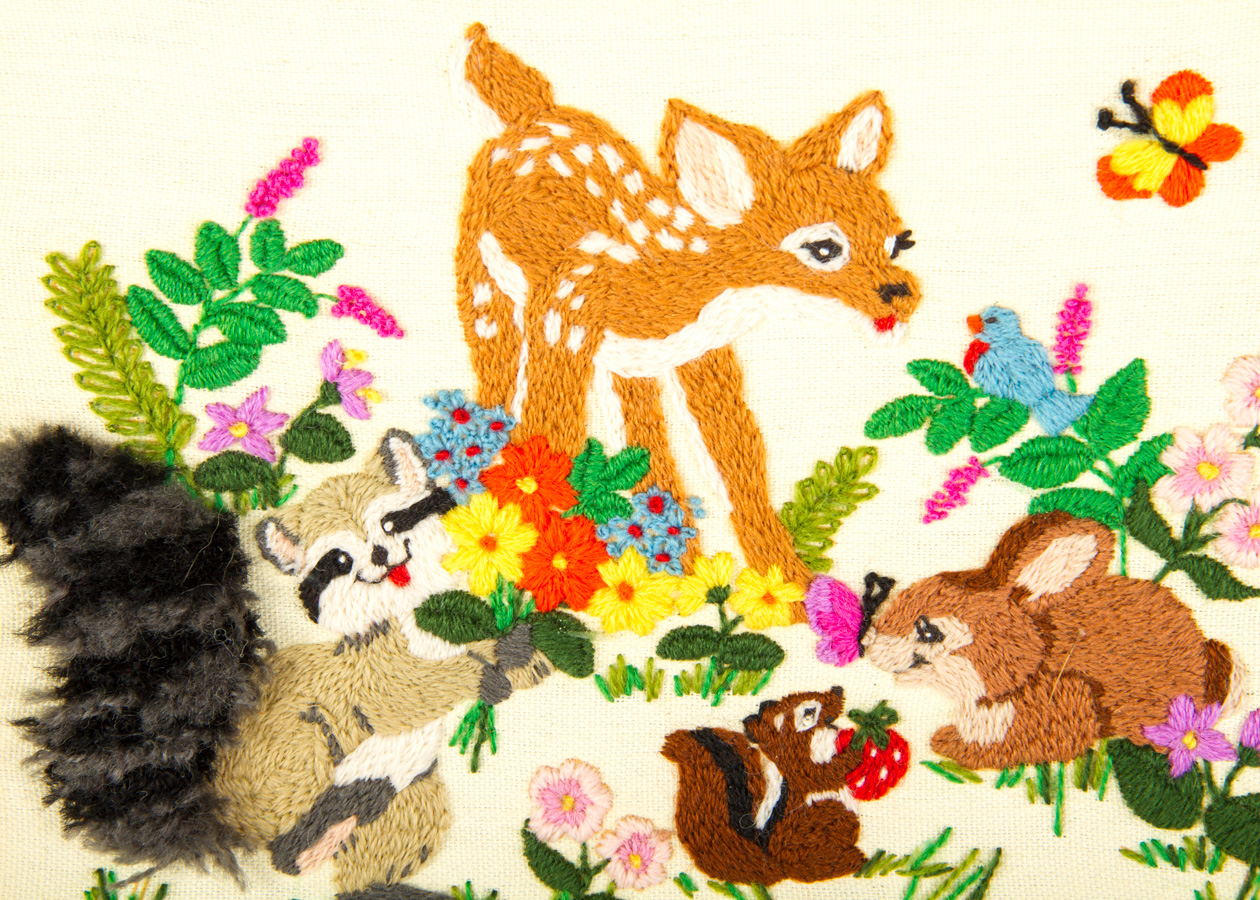 1970’s Novelty Forest Animals Framed Needlepoints