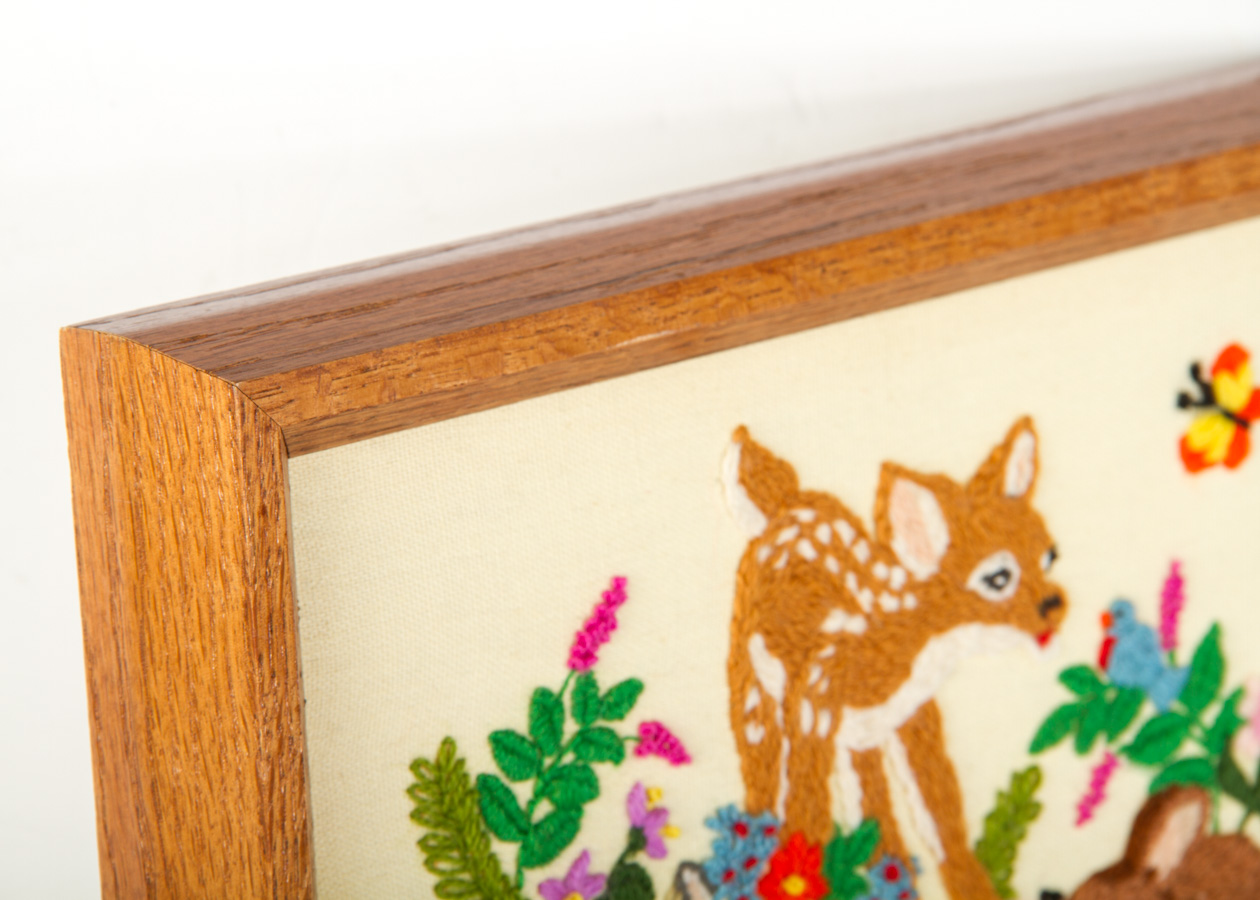 1970’s Novelty Forest Animals Framed Needlepoints