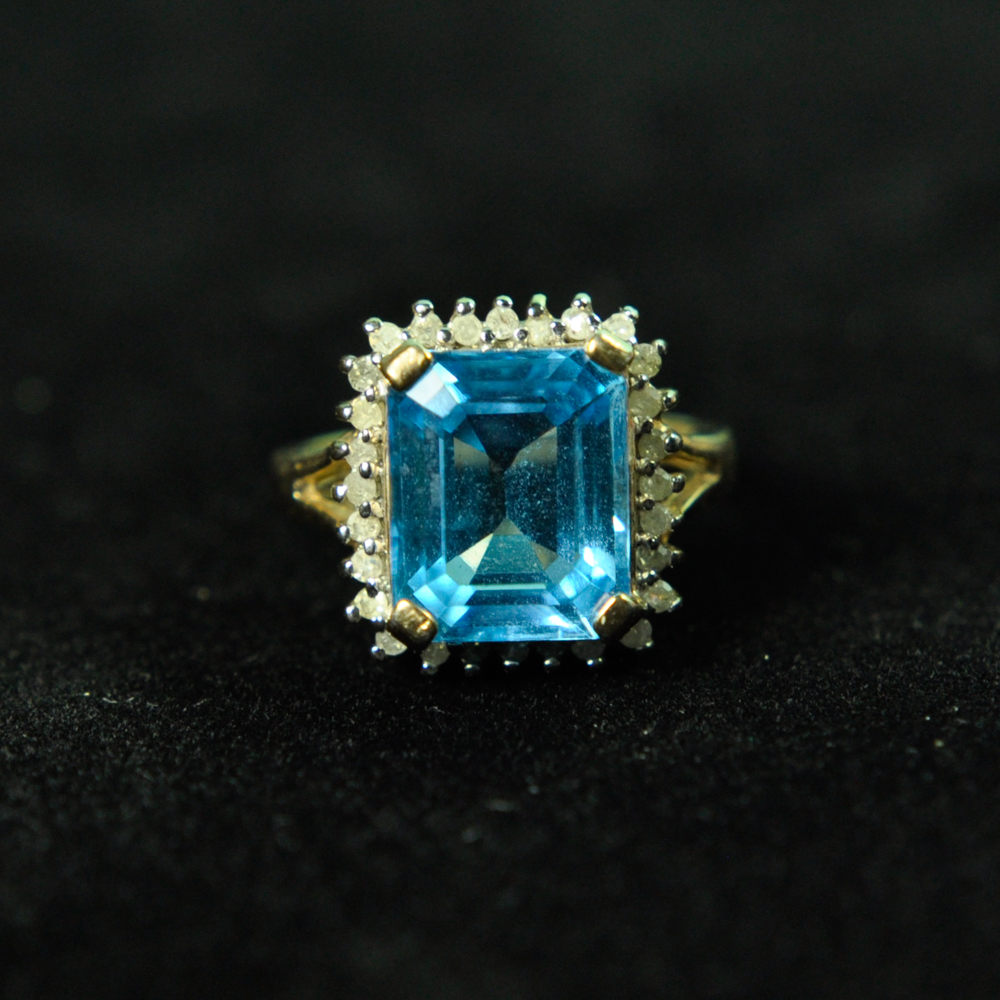 Vermeil and Blue Stone Cocktail Ring
