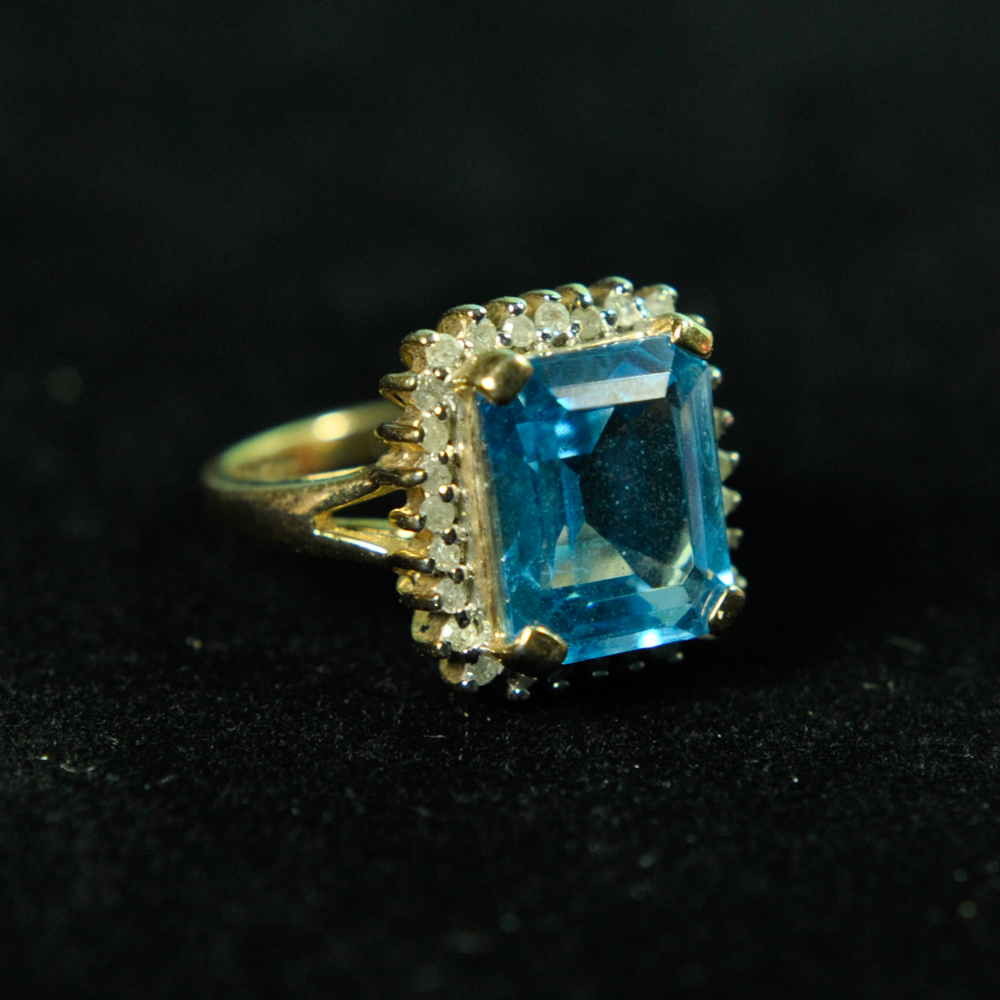 Vermeil and Blue Stone Cocktail Ring
