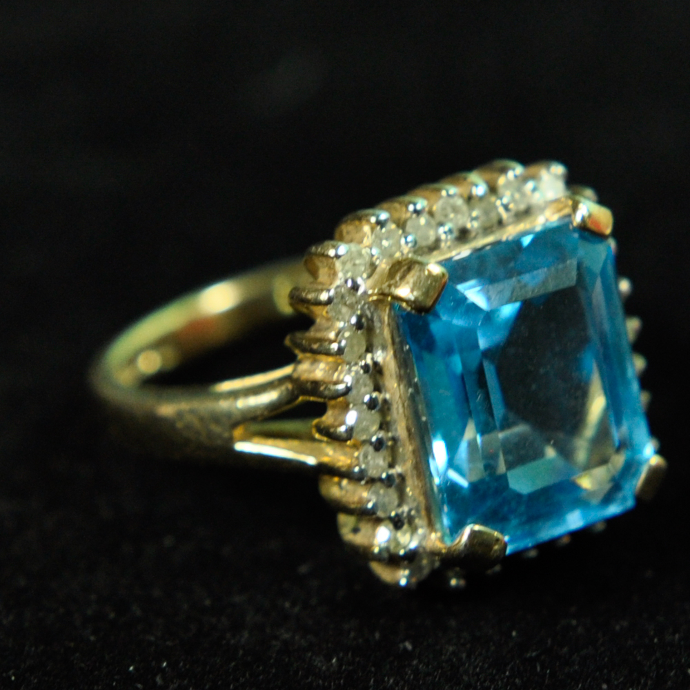 Vermeil and Blue Stone Cocktail Ring