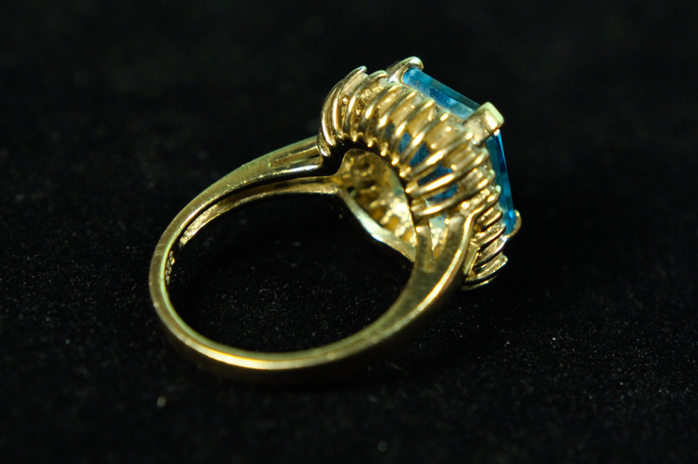 Vermeil and Blue Stone Cocktail Ring