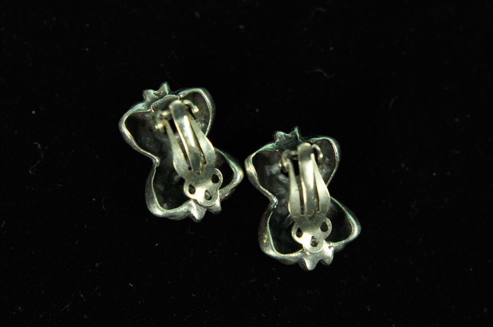 Vintage Mexican and Thailand Sterling Clip-On Earrings