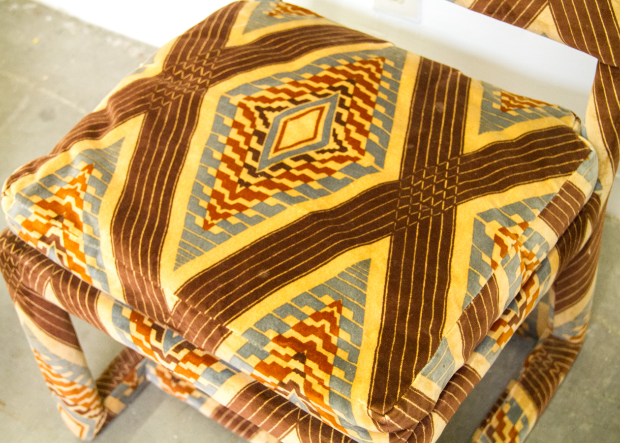 Set of Vintage Thayer Coggin Geometric Print Upholstered Chairs