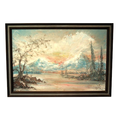John Higar Signed Original Acrylic Landscape John Higar Signed Original Acrylic Landscape