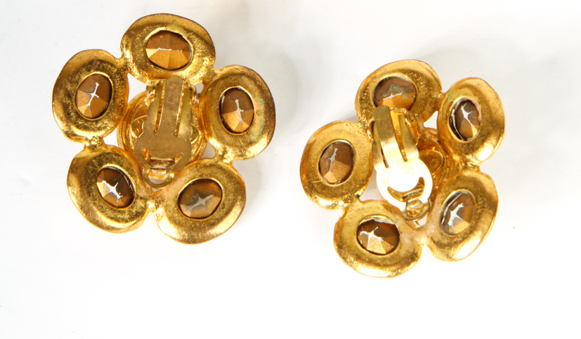 Vintage Chanel Faux Pearl and Crystal Clip-On Earrings