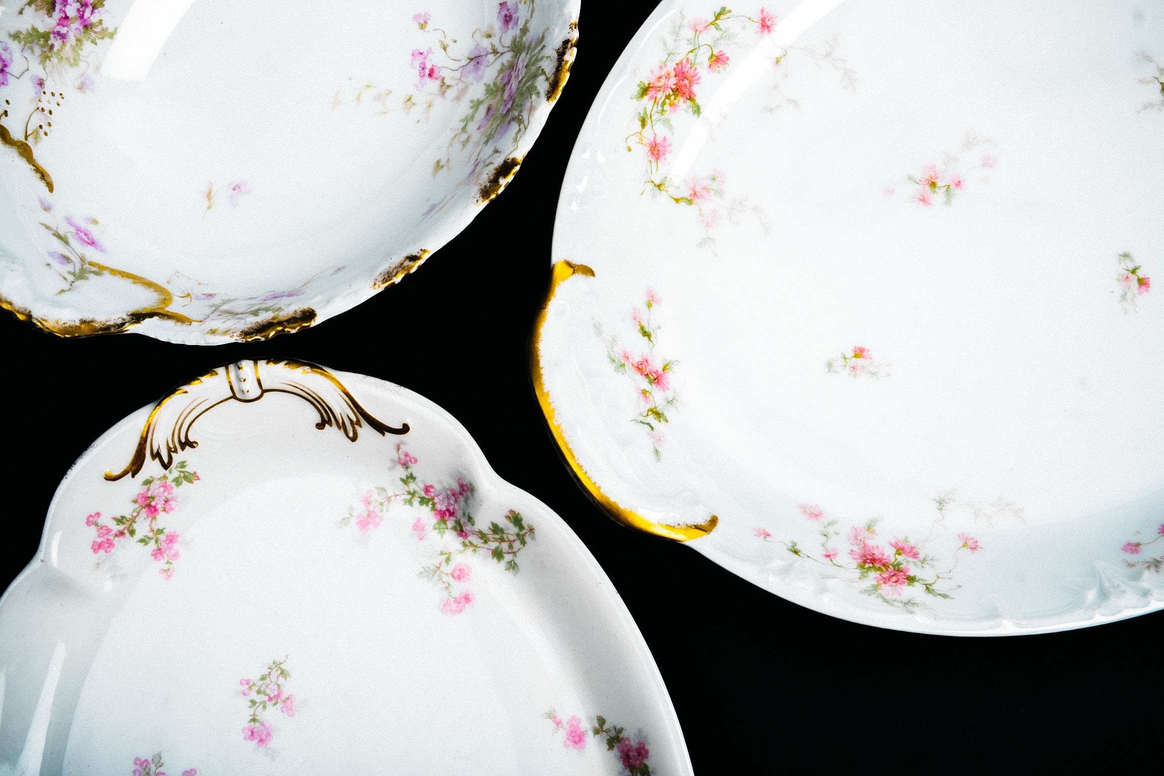 Grouping of Three Gold Limoges Serving Pieces