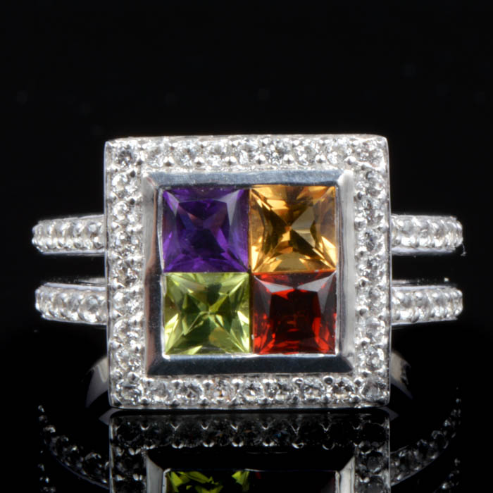Robert Manse Sterling Silver, 18K Gold and Semi-Precious Gemstone Ring