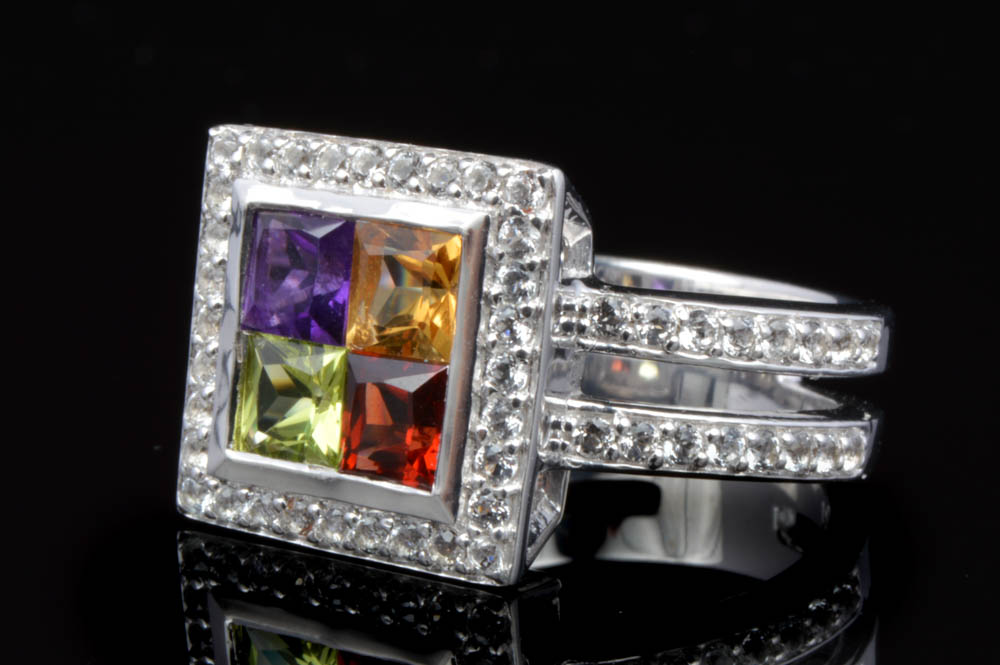 Robert Manse Sterling Silver, 18K Gold and Semi-Precious Gemstone Ring