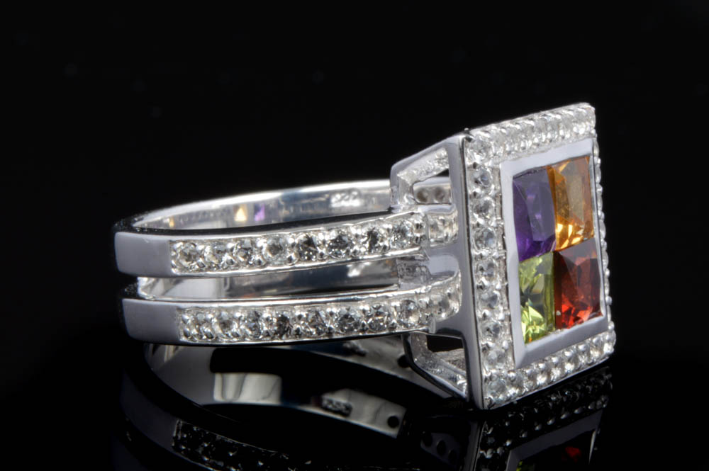 Robert Manse Sterling Silver, 18K Gold and Semi-Precious Gemstone Ring