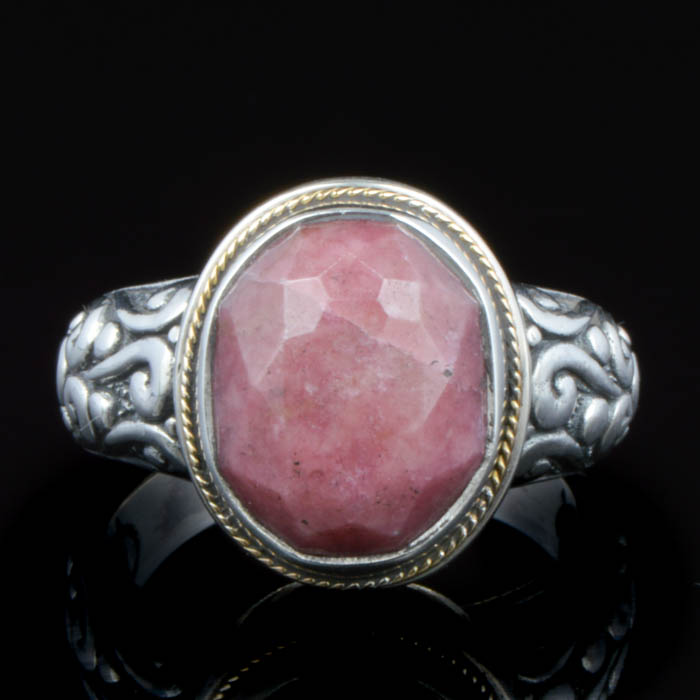 Robert Manse Sterling Silver, 18K Gold and Rhodolite Ring