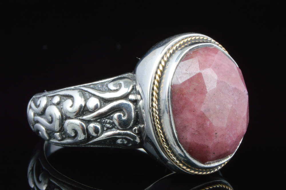 Robert Manse Sterling Silver, 18K Gold and Rhodolite Ring