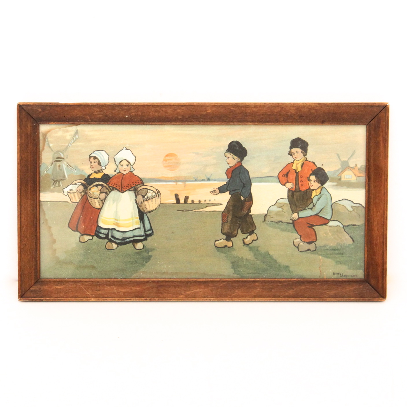 Vintage Ethel Parkinson "Dutch Boys Approaching Girls" Print