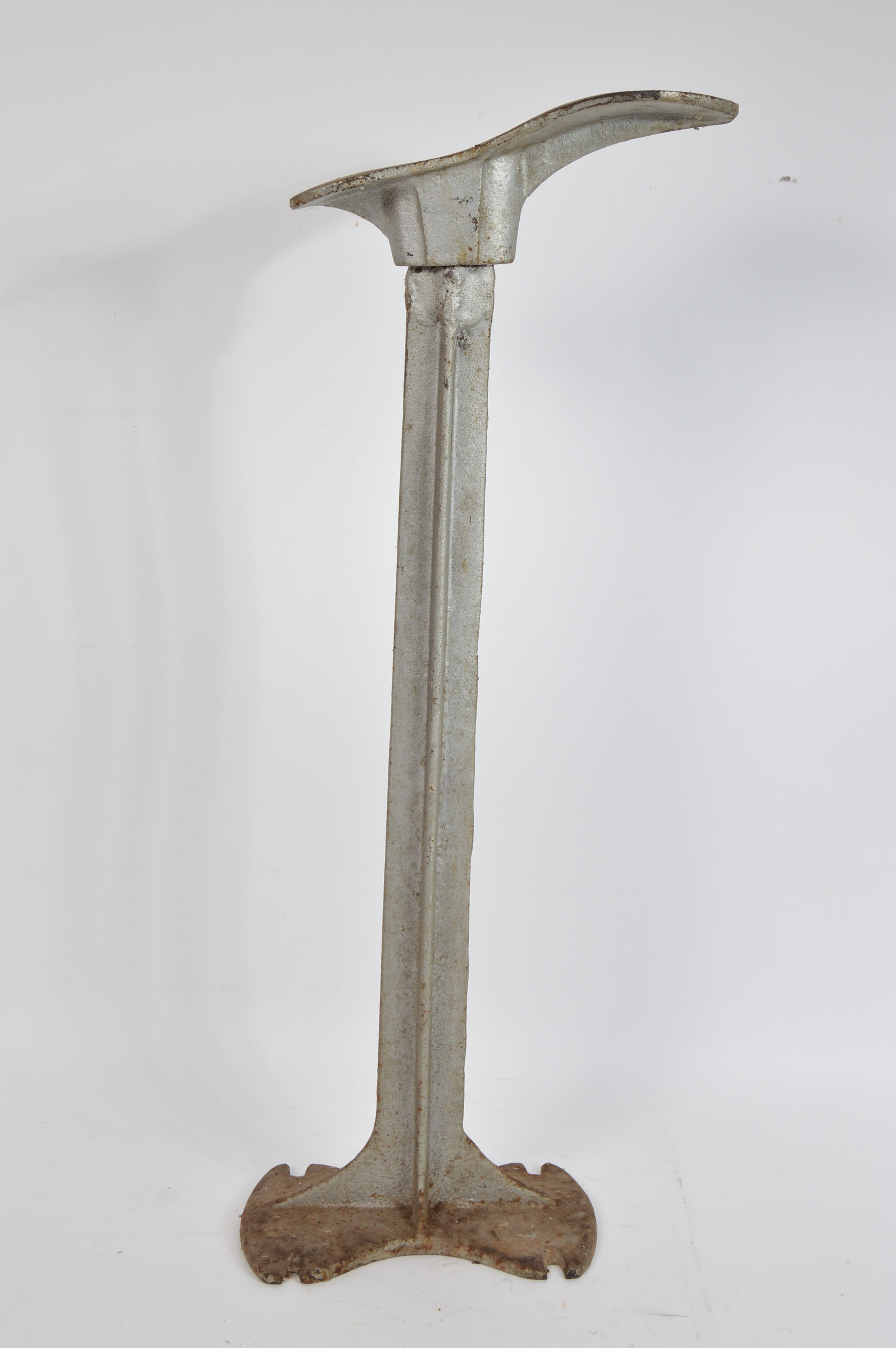 Vintage Metal Cobbler's Last on Stand, Wooden Last, and Metal Bed Pan