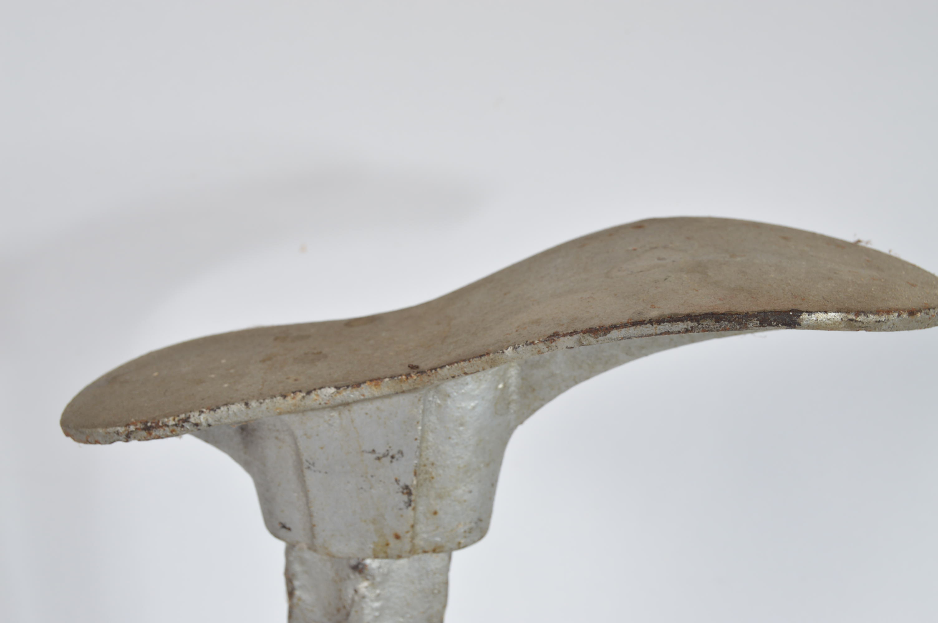 Vintage Metal Cobbler's Last on Stand, Wooden Last, and Metal Bed Pan