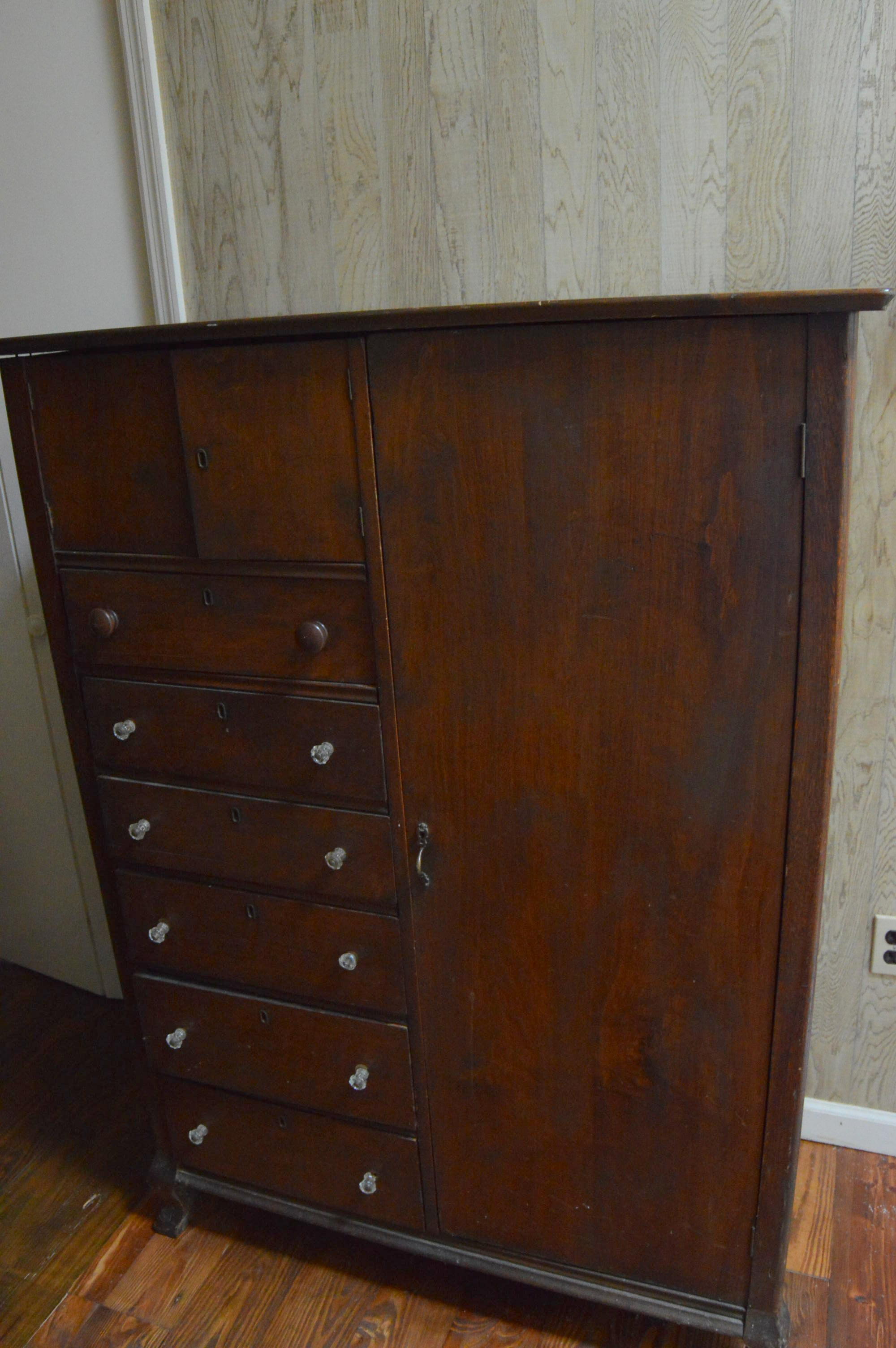 Vintage Chest Armoire Clothes Cabinet