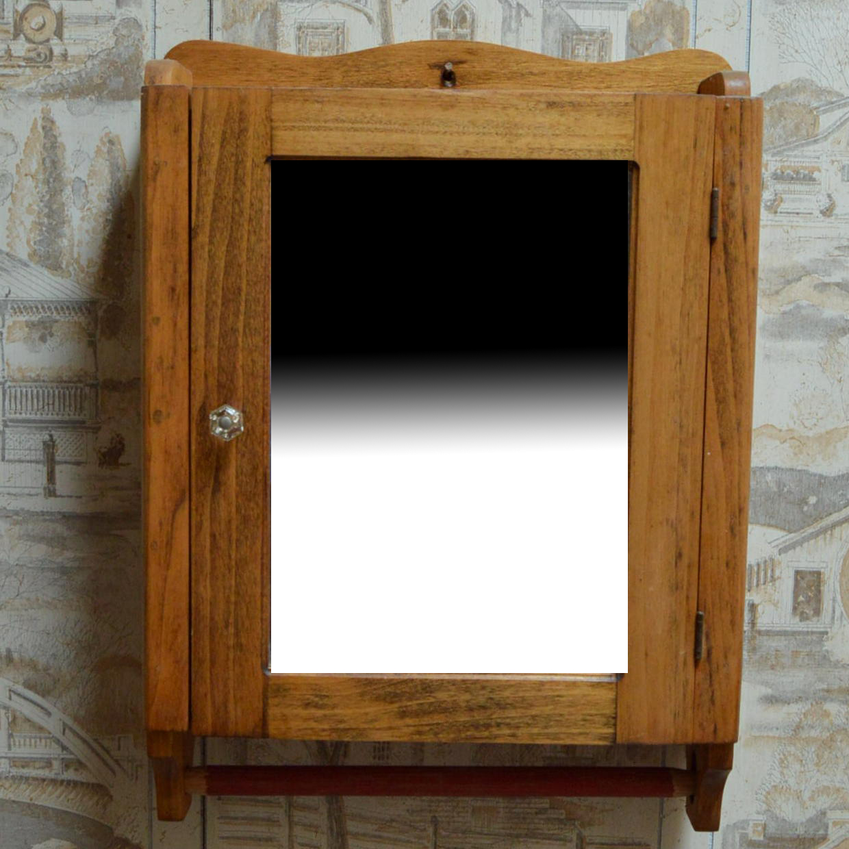 Wooden Medicine Cabinet with Towel Bar