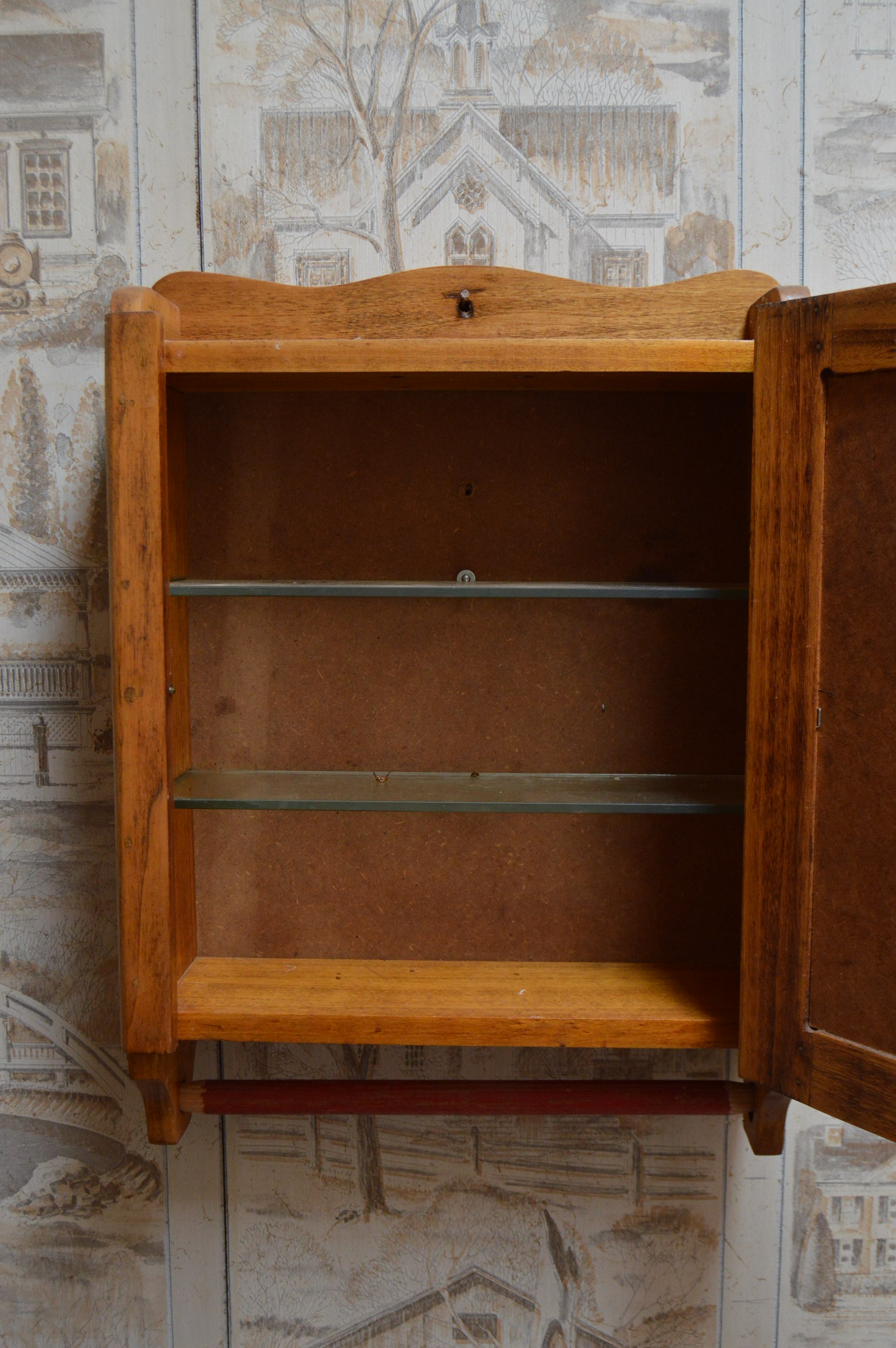 Wooden Medicine Cabinet with Towel Bar
