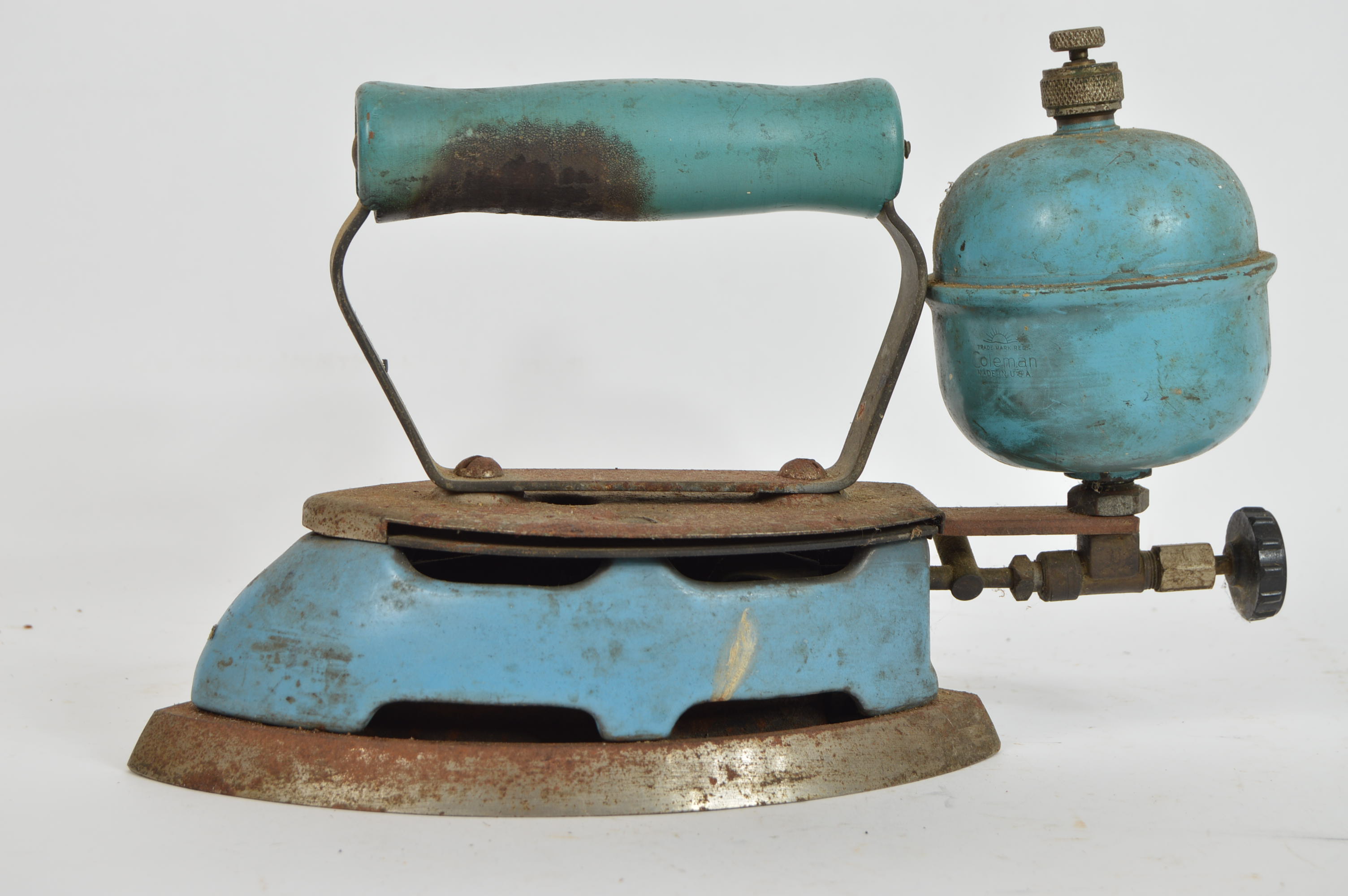 Vintage Coleman Kerosene Blue Steam Iron
