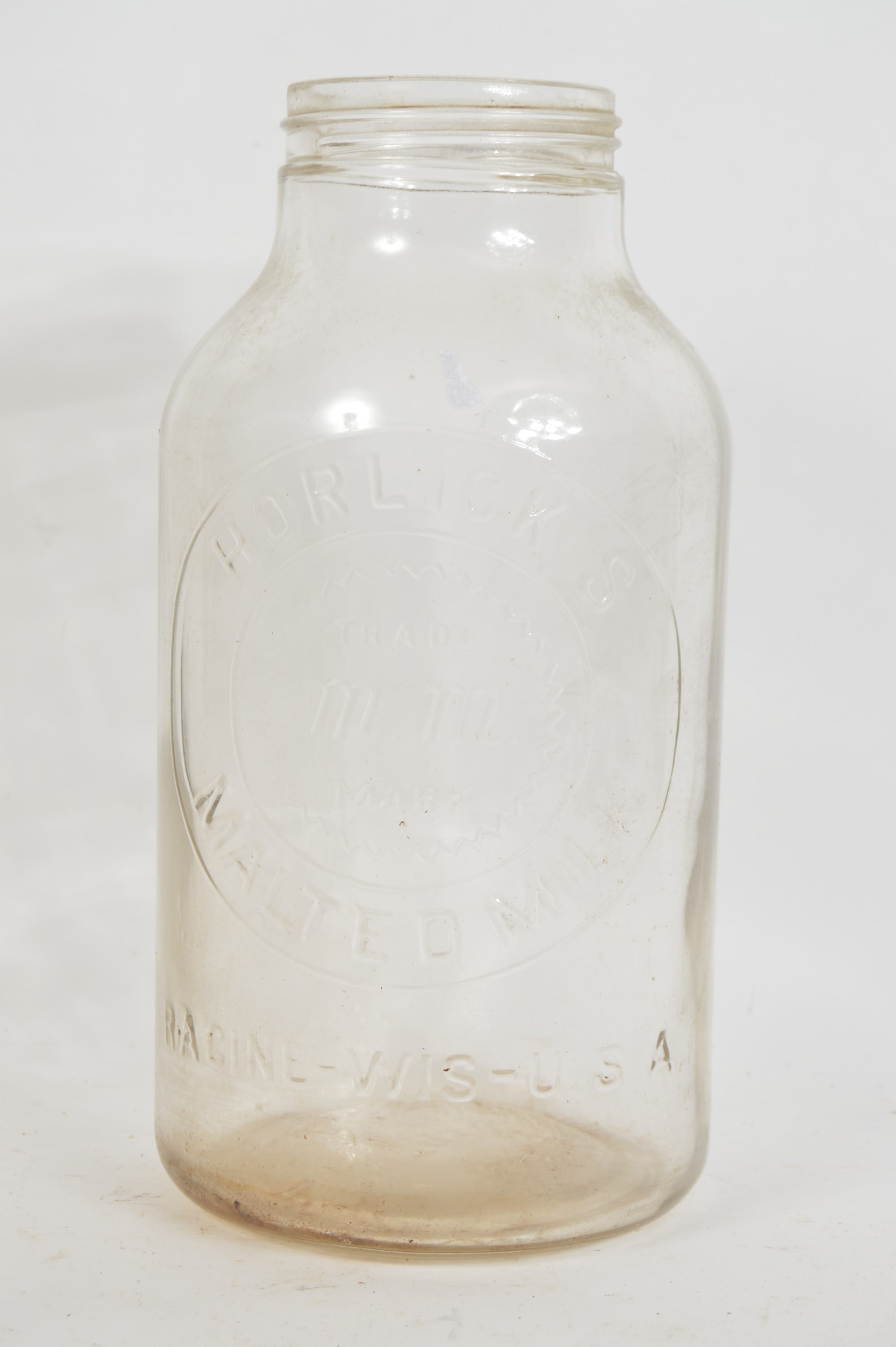 Vintage Horlick's Malted Milk Glass Jars and Metal Measuring Scoop