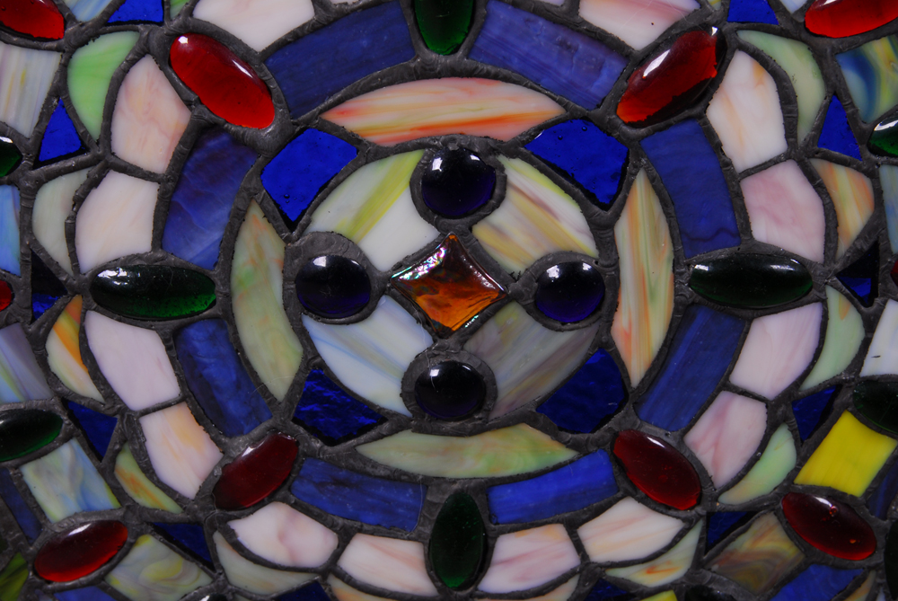 Stained Glass Three Panel Fireplace Screen