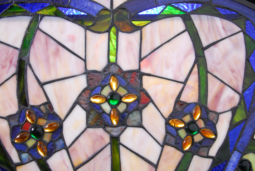 Stained Glass Three Panel Fireplace Screen
