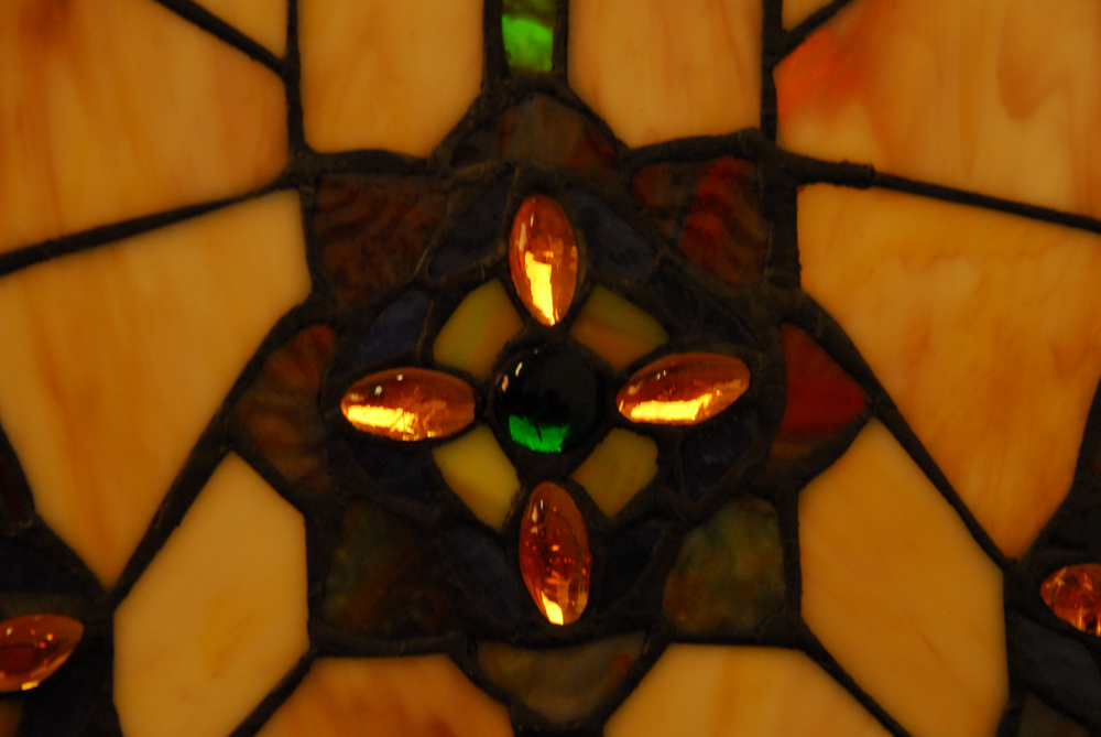 Stained Glass Three Panel Fireplace Screen