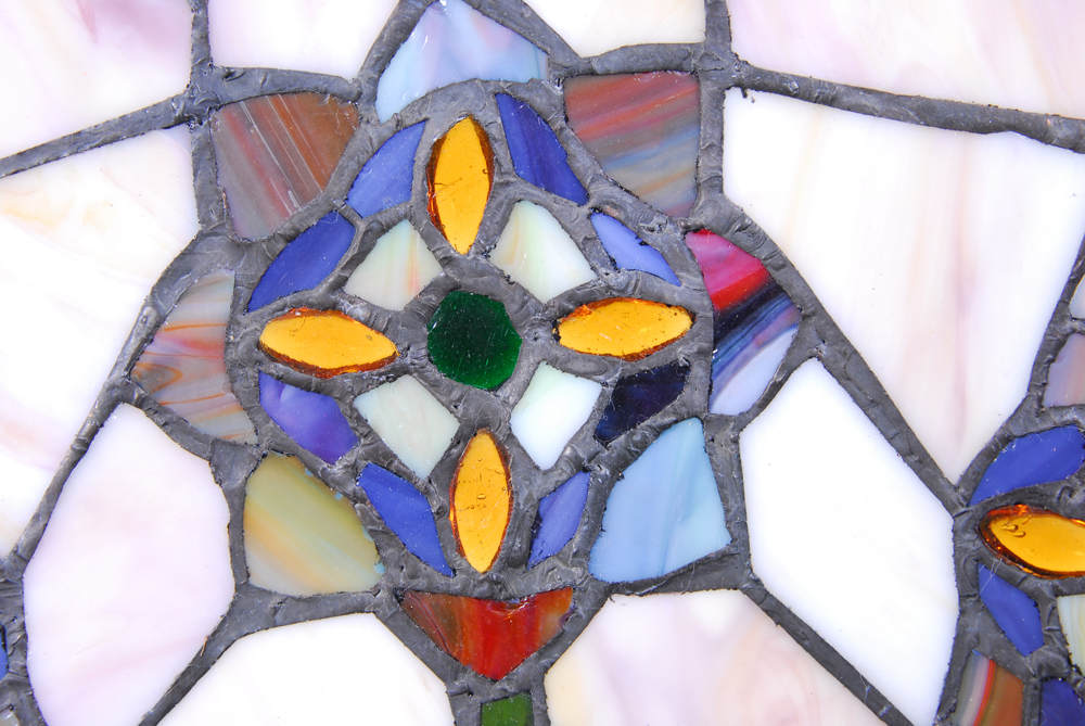 Stained Glass Three Panel Fireplace Screen