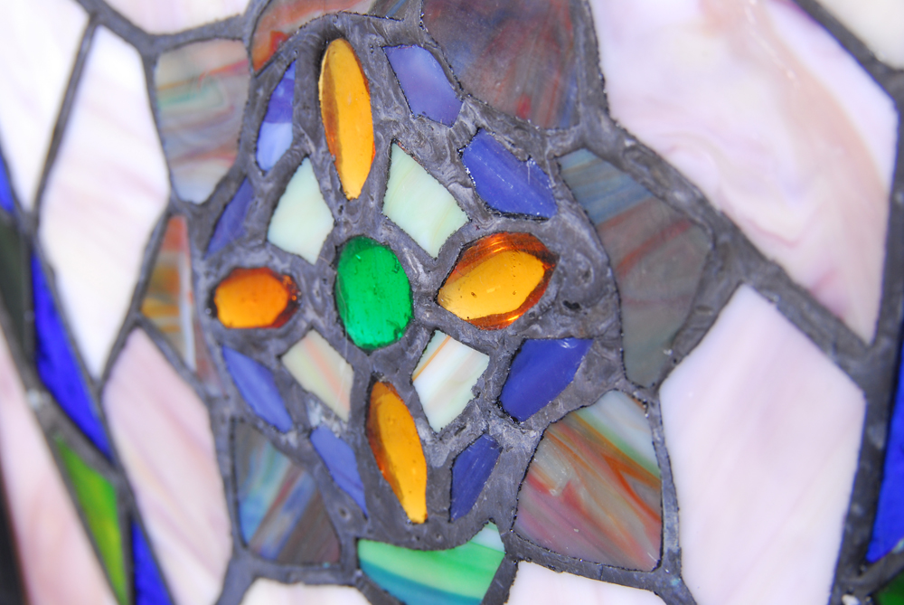 Stained Glass Three Panel Fireplace Screen