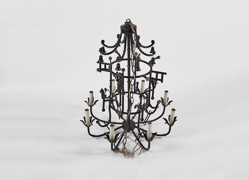Wrought Iron Asian Style Chandelier