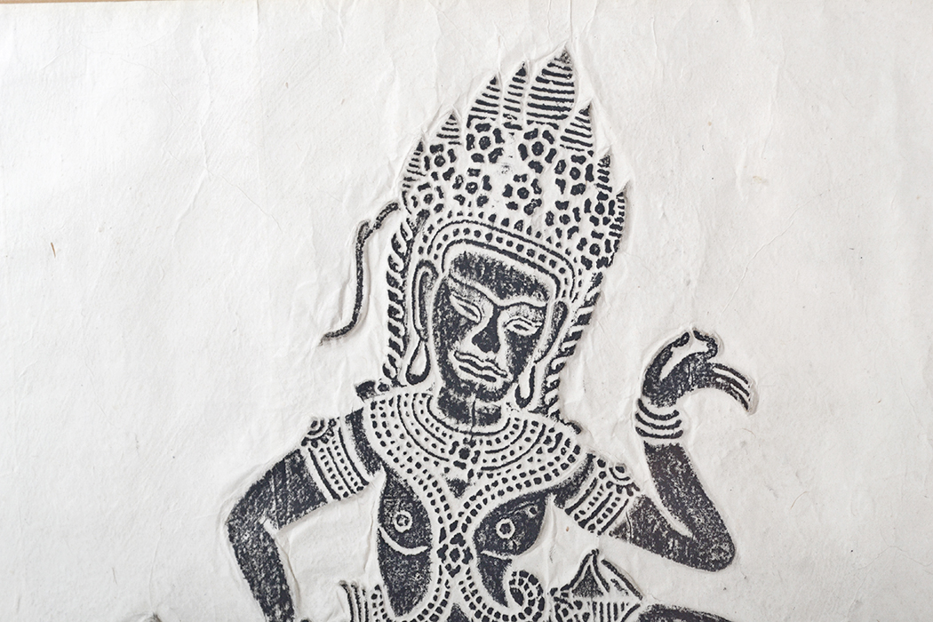 Cambodian Temple Rubbing Depicting Dancing Apsaras