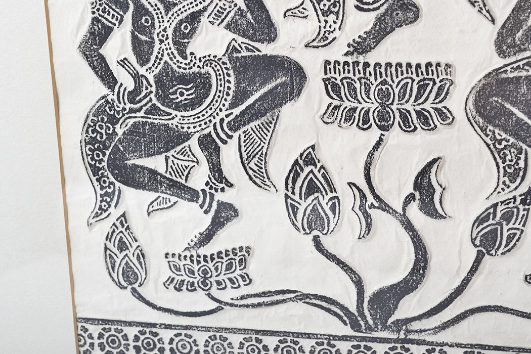 Cambodian Temple Rubbing Depicting Dancing Apsaras