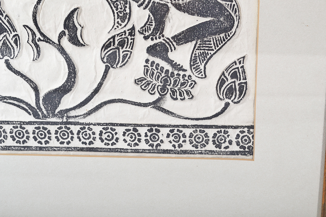 Cambodian Temple Rubbing Depicting Dancing Apsaras