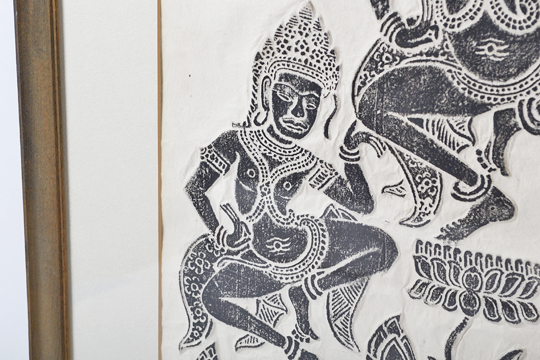 Cambodian Temple Rubbing Depicting Dancing Apsaras