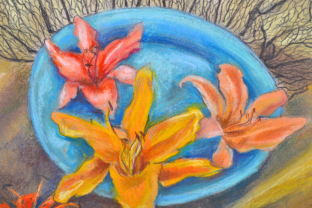 Joanne Sullivan Floral and Beach Themed Oil Pastel