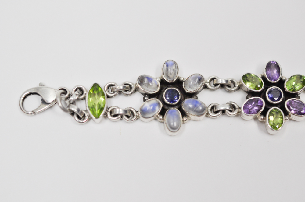 Nicky Butler Sterling Silver Bracelet with Rhinestones