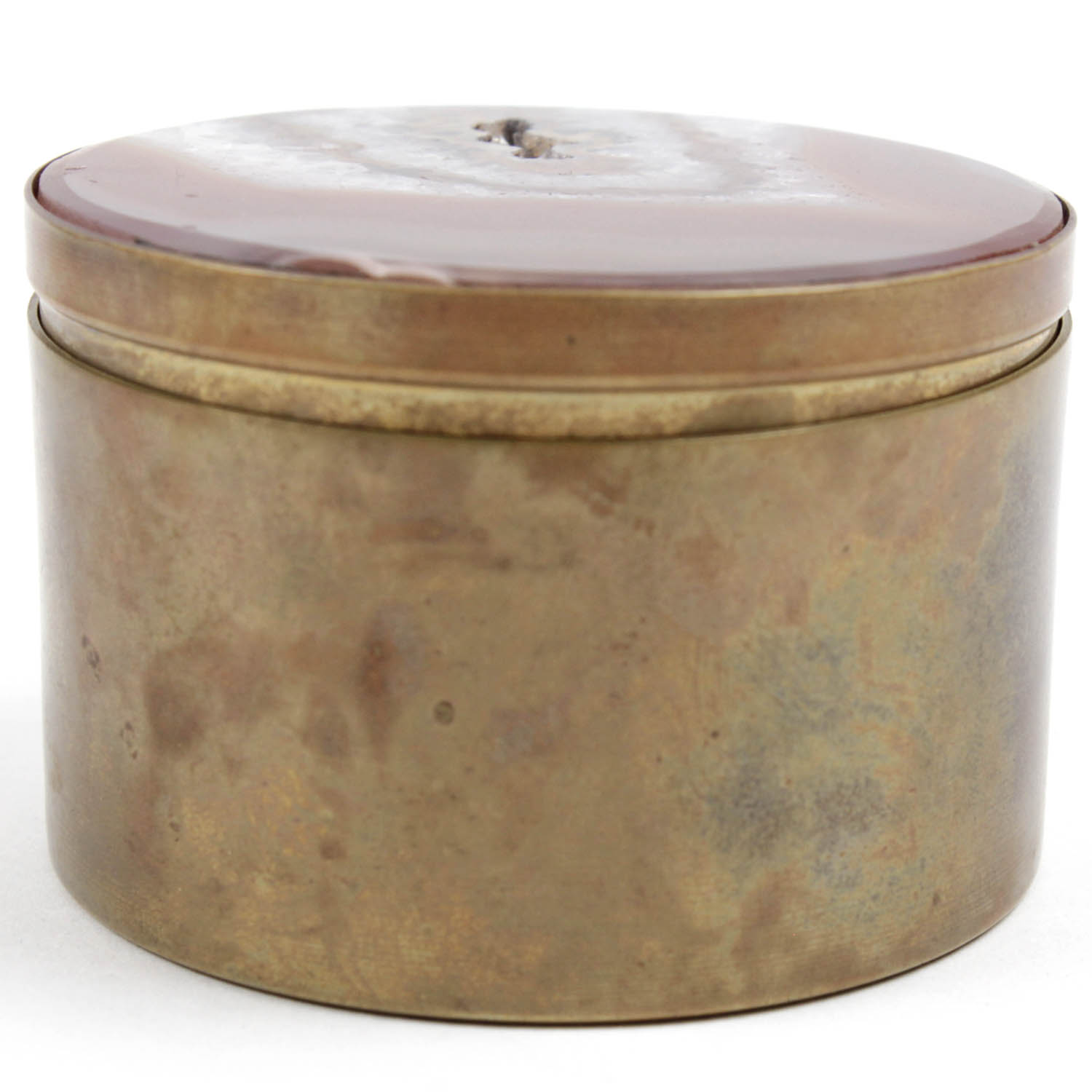 Brass Container with Agate Top and Malachite Box