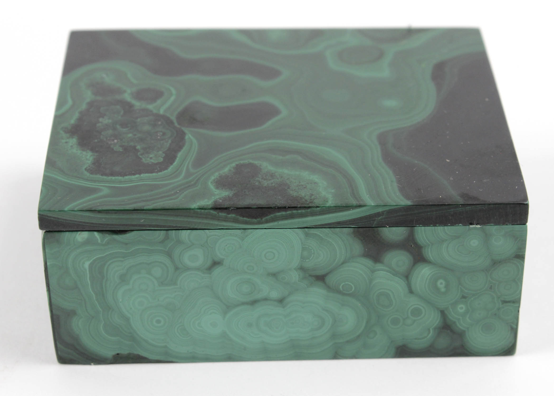 Brass Container with Agate Top and Malachite Box