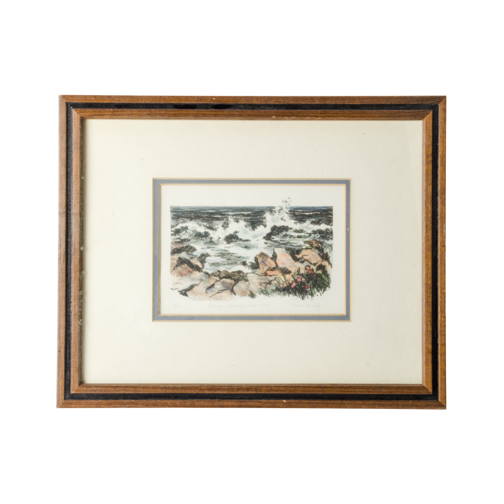 Fran Scully "Along Marginal Way" Hand Colored Monotype Print