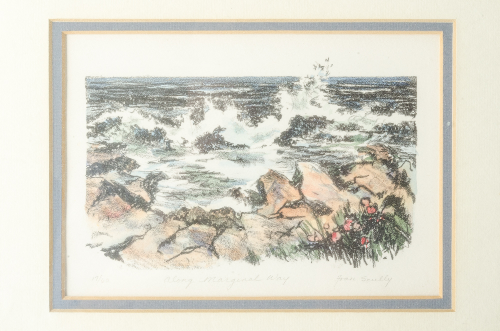 Fran Scully "Along Marginal Way" Hand Colored Monotype Print