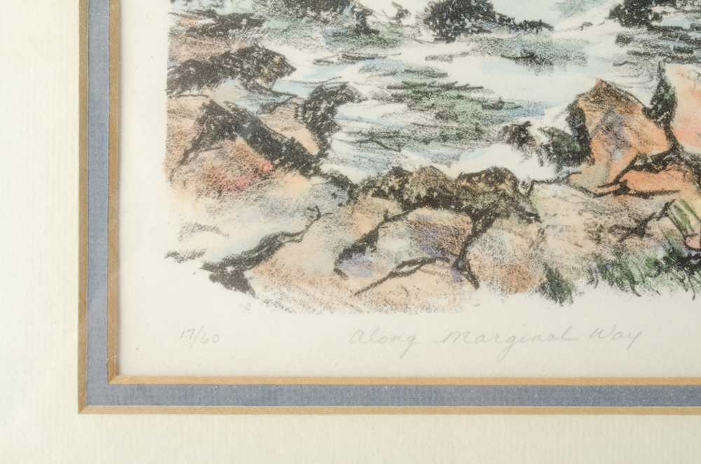 Fran Scully "Along Marginal Way" Hand Colored Monotype Print