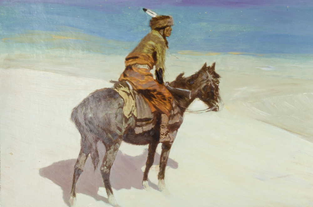 Vintage Frederick Remington Reprodution Oil on Board